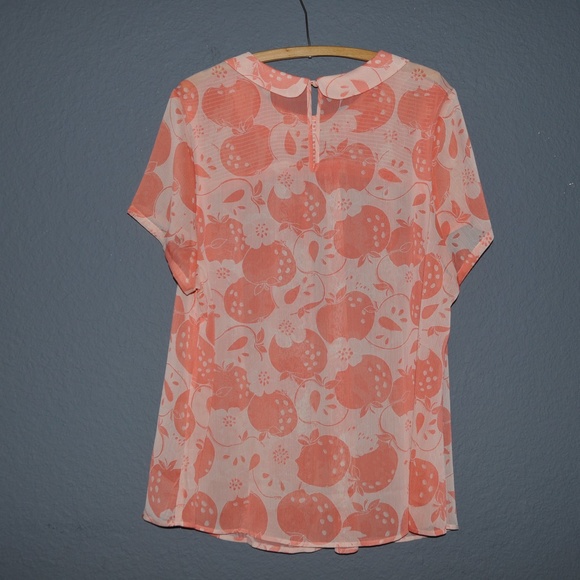 MODCLOTH Apple Short-Sleeved Peter Pan Collar Top - Picture 5 of 8